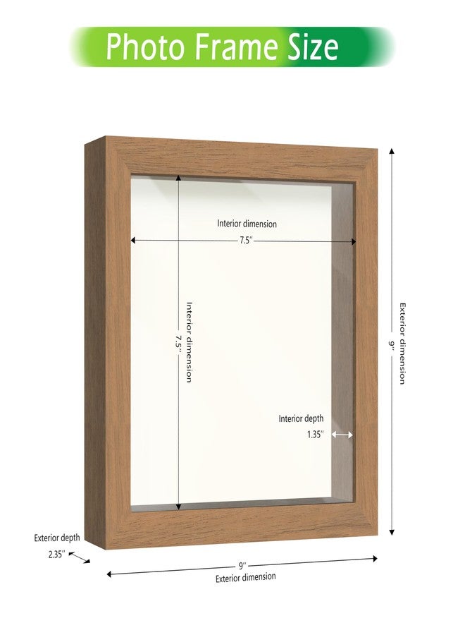 FrameWorks 8” x 8” Golden Oak Wooden Shadow Box Frame - Display Case with Soft Felt Back, Memory Box with Tempered Glass, Display Box with Elegant White Ball Push Pins, Wooden Flower Box - Image 2