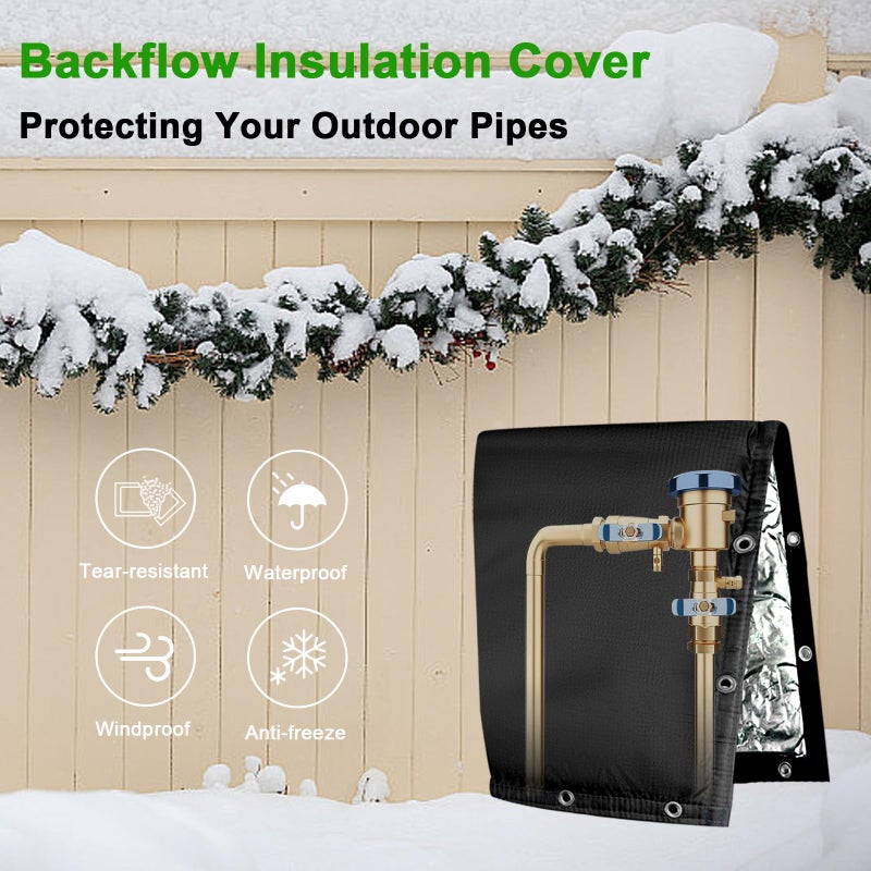 Adamoss Backflow Preventer Insulated Cover (5F) 6-Layer Fabric Pipe Insulation Cover for Water Well Pump and Sprinkler Valve Winter Freeze Protection UV Coated (16" W X 20" H) - Image 5