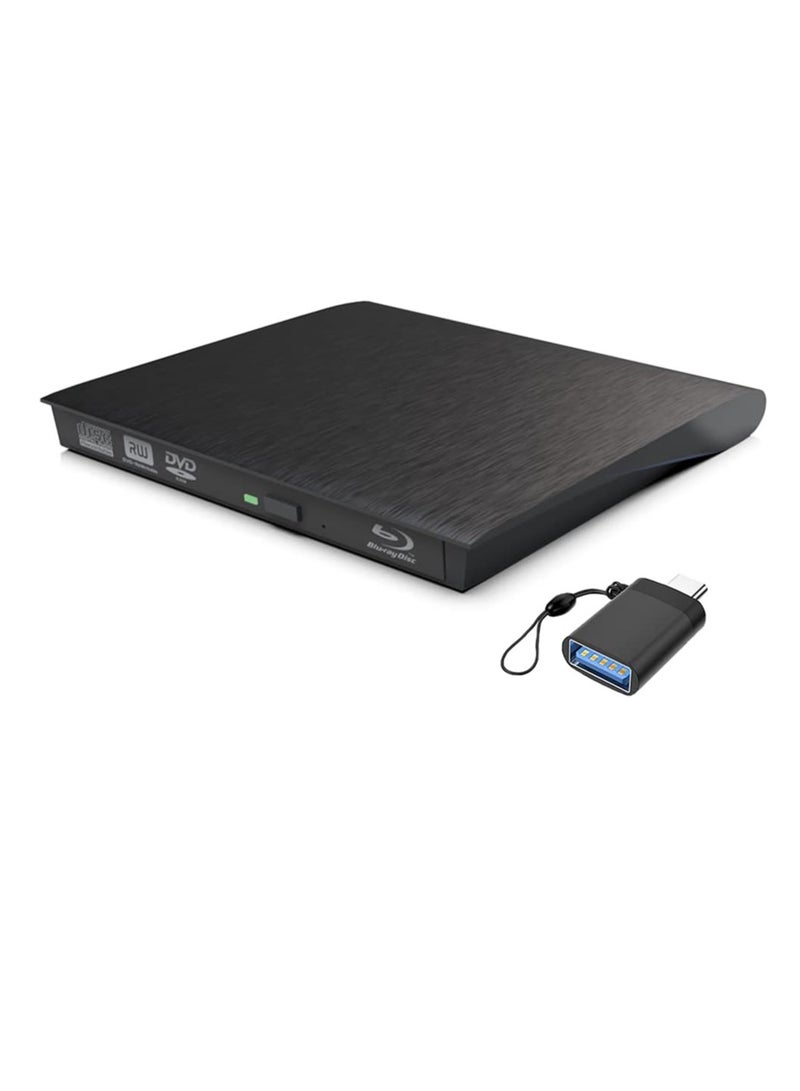 External 3D Blu-ray DVD Drive Burner – Portable USB 3.0 & Type-C, 6X Slim BD/CD/DVD Player Writer for Laptop, MacBook, Desktop – Windows, macOS, Linux Compatible - Image 1