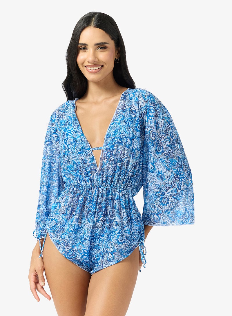 Ginger 3 PC Floral Bikini with Cover Up Set - Image 3