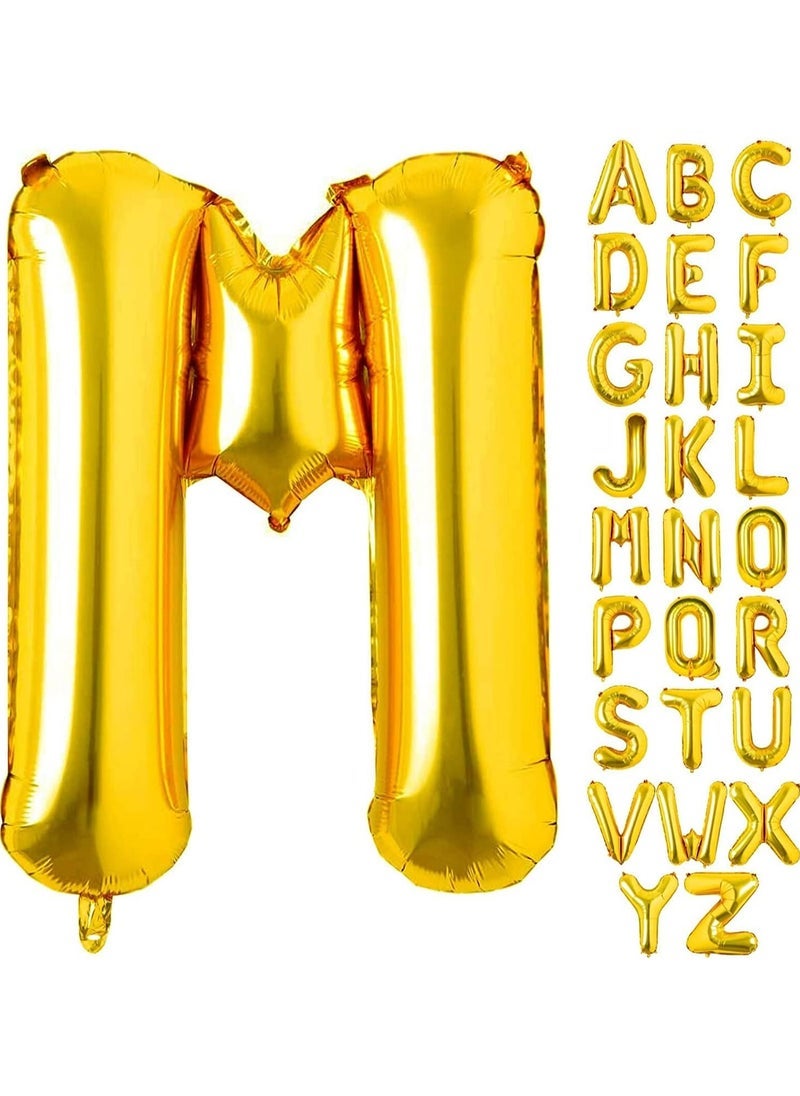 TJMR 32 Inch Giant Gold Letter M Foil Helium Balloons Big Single Mylar Balloon Birthday Party Decoration Supply Baby Shower (Gold M) - Image 1