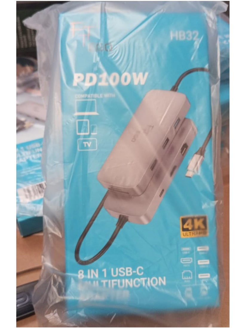 Ego FTT EGO HB32 Season Type-C 8 in 1 multi function converter | Grey  - Image 3
