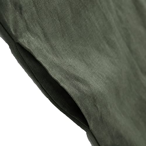 Amazhiyu Womens Linen Halter Sleeveless Maxi Dress Tie Back with Belt and Pockets Black Green, Small - Image 3