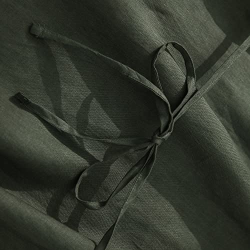 Amazhiyu Womens Linen Halter Sleeveless Maxi Dress Tie Back with Belt and Pockets Black Green, Small - Image 5