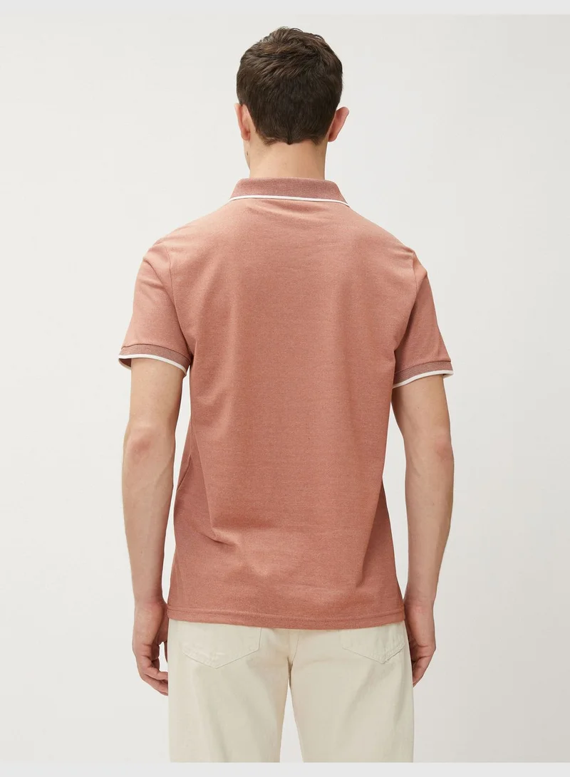 KOTON Polo Neck T-Shirt Buttoned Slim Fit Short Sleeve