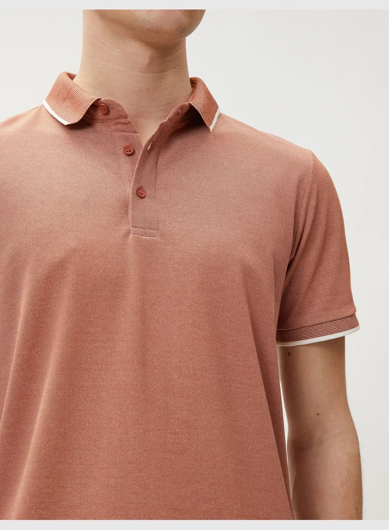 KOTON Polo Neck T-Shirt Buttoned Slim Fit Short Sleeve