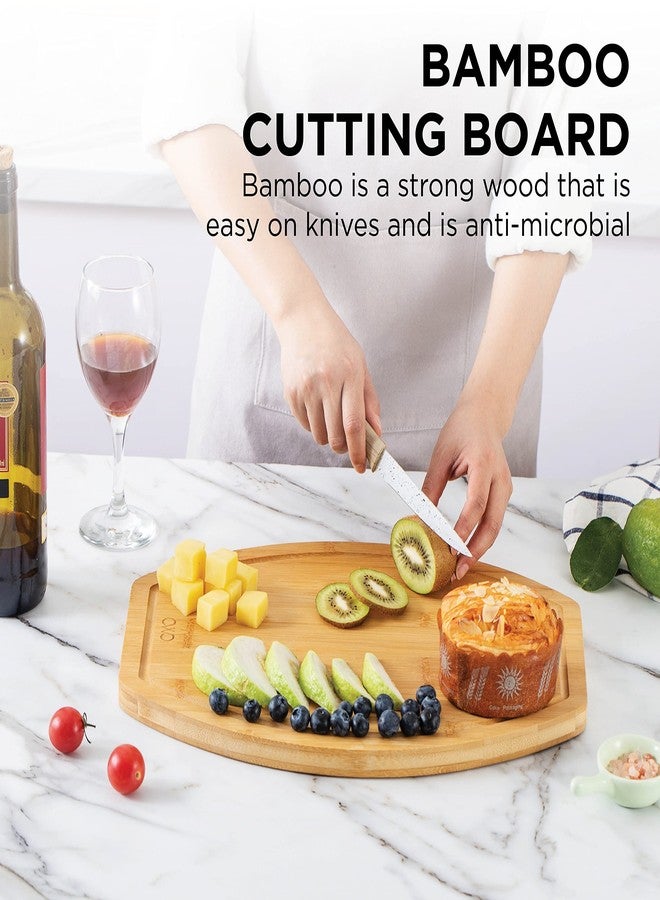COOK WITH COLOR Bamboo Cutting Board - Kitchen Cutting Board - Strong Heavy Duty Bamboo Chopping Boards for Kitchen, Single Rounded - Image 3