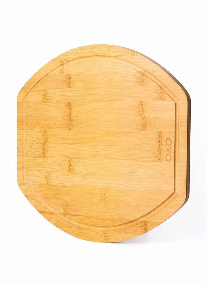 COOK WITH COLOR Bamboo Cutting Board - Kitchen Cutting Board - Strong Heavy Duty Bamboo Chopping Boards for Kitchen, Single Rounded - Image 1