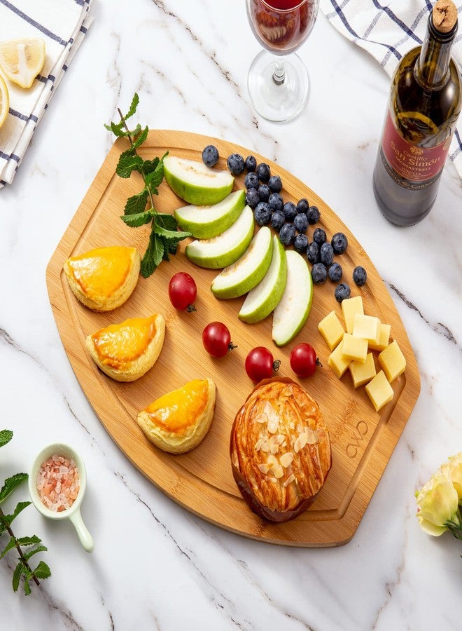 COOK WITH COLOR Bamboo Cutting Board - Kitchen Cutting Board - Strong Heavy Duty Bamboo Chopping Boards for Kitchen, Single Rounded - Image 5