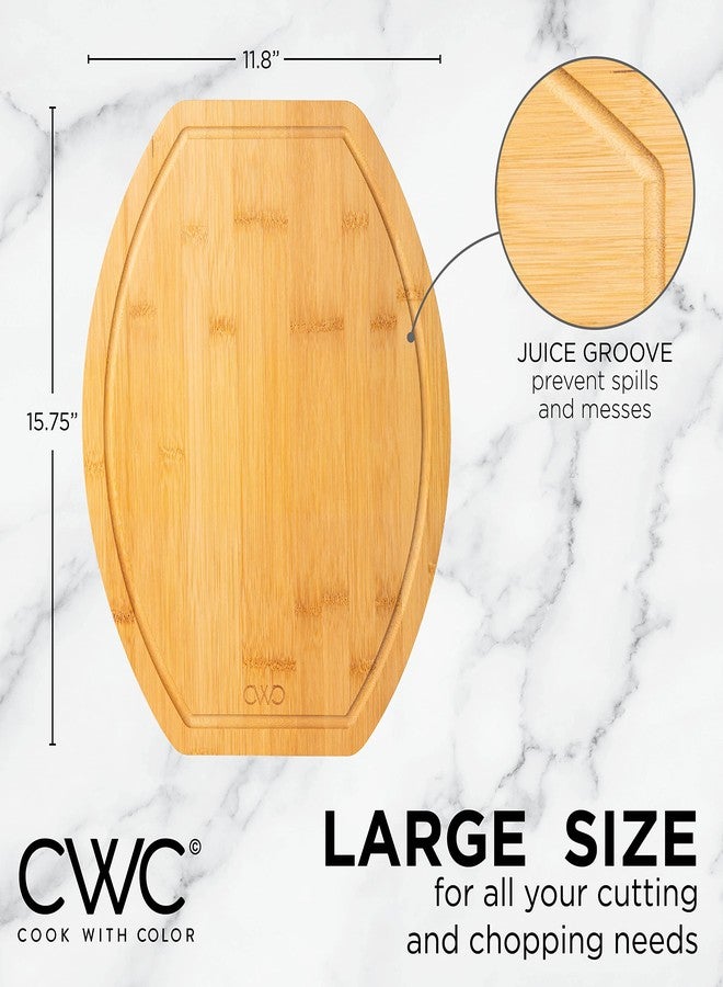 COOK WITH COLOR Bamboo Cutting Board - Kitchen Cutting Board - Strong Heavy Duty Bamboo Chopping Boards for Kitchen, Single Rounded - Image 2