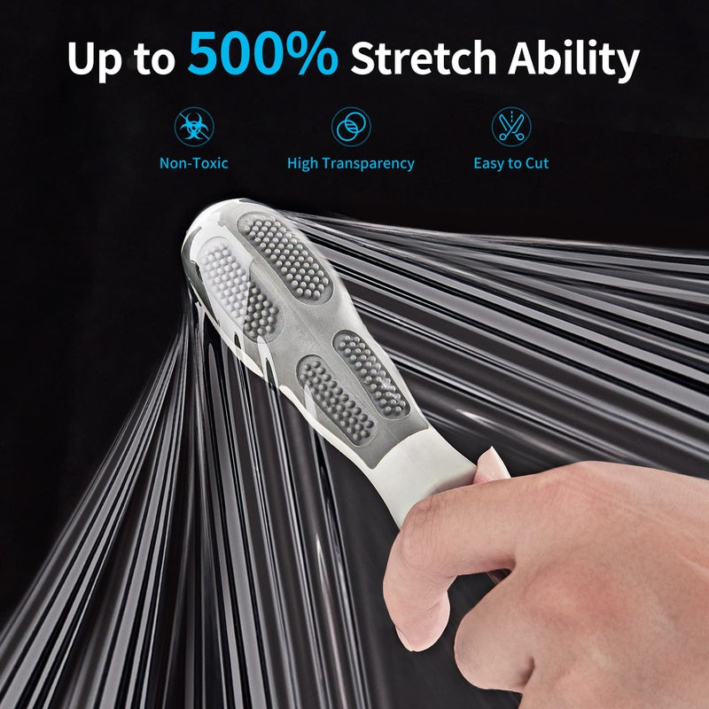 JARLINK Stretch Film, 15 Inch x 1000 Feet Shrink Wrap for Pallet Wrap, Industrial Strength Stretch Wrap with Handles, Moving Wrapping Plastic Roll, 60 Gauge, 2 Pack, Clear - Image 3