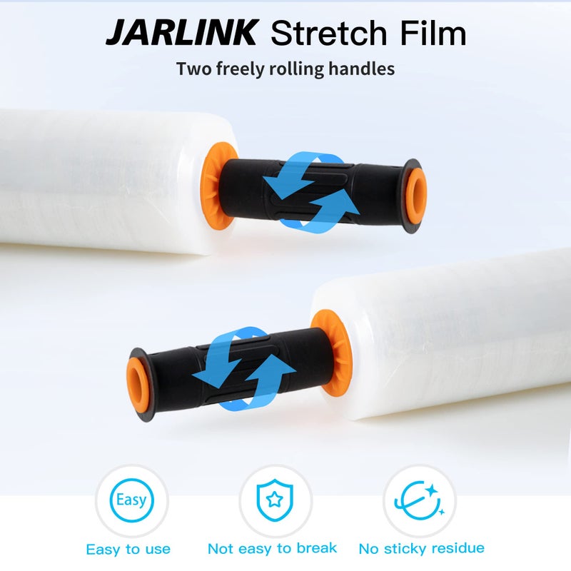 JARLINK Stretch Film, 15 Inch x 1000 Feet Shrink Wrap for Pallet Wrap, Industrial Strength Stretch Wrap with Handles, Moving Wrapping Plastic Roll, 60 Gauge, 2 Pack, Clear - Image 5