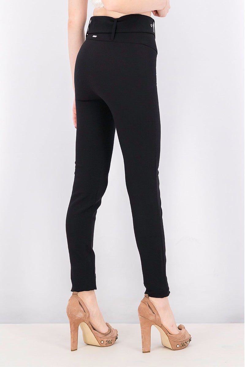 GUESS Women Belted Plain Pants, Black  - Image 3