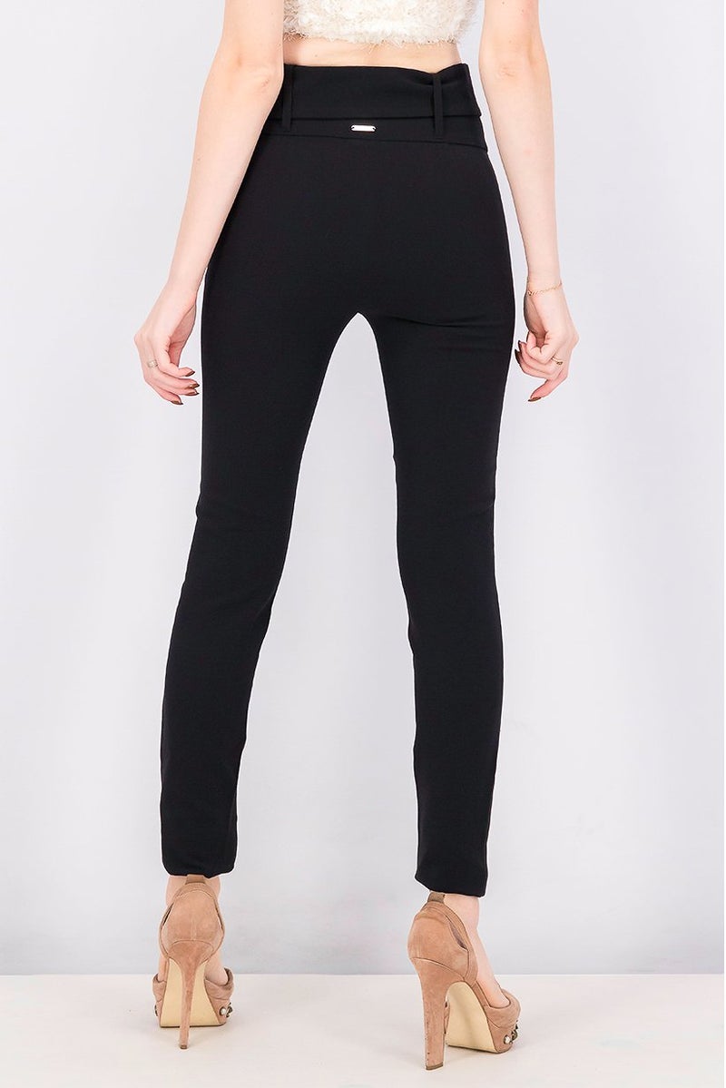 GUESS Women Belted Plain Pants, Black  - Image 2