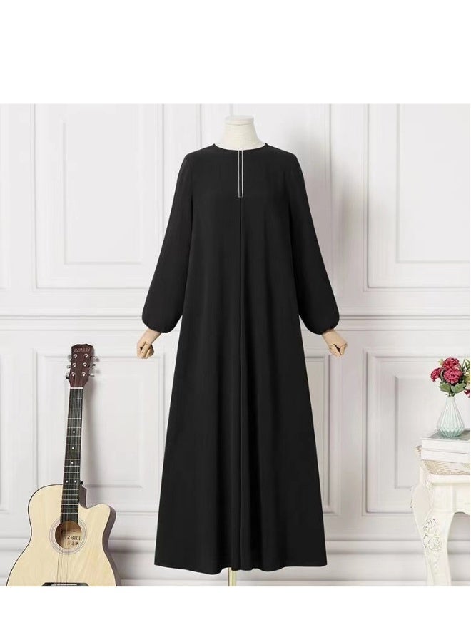 Beauenty Solid color long sleeve loose round neck dress long skirt  - Image 2