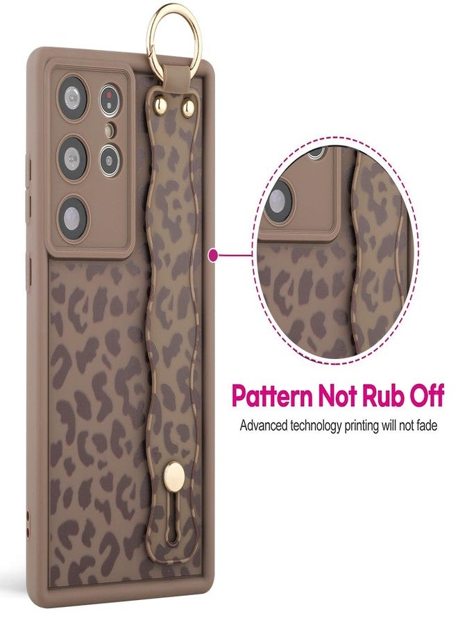 OOK Compatible with Samsung Galaxy S23 Ultra Leopard Phone Case with Wrist Strap, Brown Leopard TPU Shockproof Protection Slim Cover with Camera Protection for Women Girls, for 6.8inch - Image 3