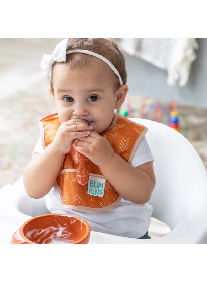 Bumkins Baby Utensil Set, Silicone Trainer Spoons for Dipping, Soft Tip, Self-Feeding, Chew, Baby Led Weaning, First Year Training Supplies, Essentials in Learning Eating, 4 Mos, 3-pk Beige and Brown - Image 2