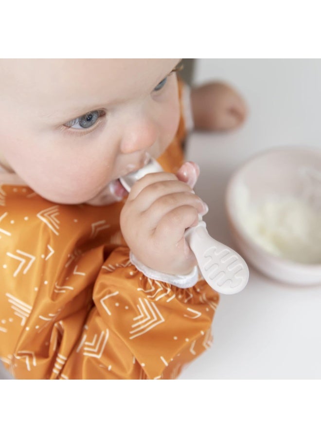 Bumkins Baby Utensil Set, Silicone Trainer Spoons for Dipping, Soft Tip, Self-Feeding, Chew, Baby Led Weaning, First Year Training Supplies, Essentials in Learning Eating, 4 Mos, 3-pk Beige and Brown - Image 4