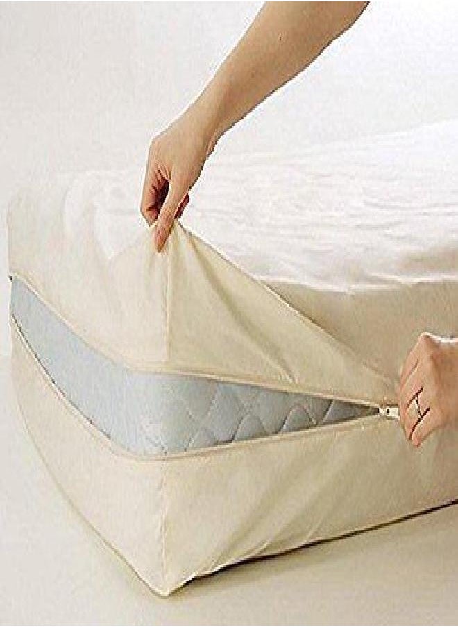 Gilbins 100% Natural Cotton Fleetwood Cotton Mattress Cover, Zips Around The Mattress  - Image 1