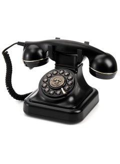 Generic Black Vintage Retro Telephone, Classic Old-Fashioned Landline Phone with Rotary Dial, Vintage Decorative Telephone for Home and Office Decor  - Image 1