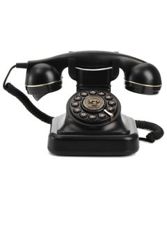 Generic Black Vintage Retro Telephone, Classic Old-Fashioned Landline Phone with Rotary Dial, Vintage Decorative Telephone for Home and Office Decor  - Image 2