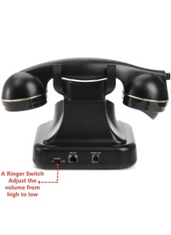 Generic Black Vintage Retro Telephone, Classic Old-Fashioned Landline Phone with Rotary Dial, Vintage Decorative Telephone for Home and Office Decor  - Image 4
