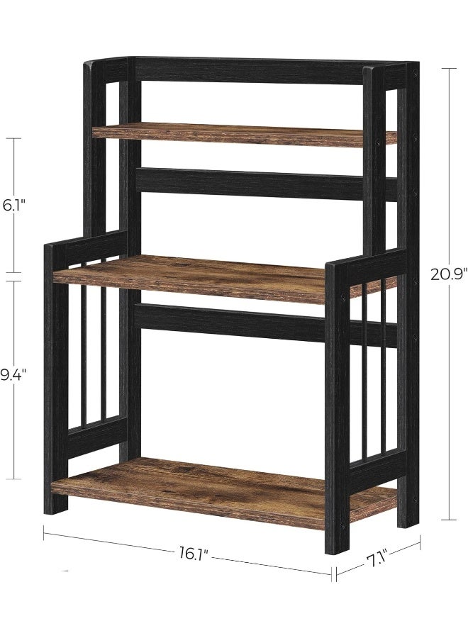SONGMICS Spice Rack, 3-Tier Countertop Storage Shelf, Desktop Organiser with Bamboo Frame, for Kitchen, Dining Room, Office, Rustic Brown and Black - Image 5