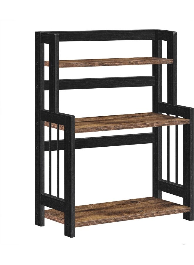 SONGMICS Spice Rack, 3-Tier Countertop Storage Shelf, Desktop Organiser with Bamboo Frame, for Kitchen, Dining Room, Office, Rustic Brown and Black - Image 1