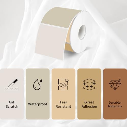 YEGAWEN Square Thermal Labels Stickers 2" x 2", Self-Adhesive Waterproof Square Direct Thermal Labels Stickers, Perforation Line Design- 300 Sheets/Autumn Colors - Image 3