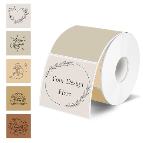 YEGAWEN Square Thermal Labels Stickers 2" x 2", Self-Adhesive Waterproof Square Direct Thermal Labels Stickers, Perforation Line Design- 300 Sheets/Autumn Colors - Image 1