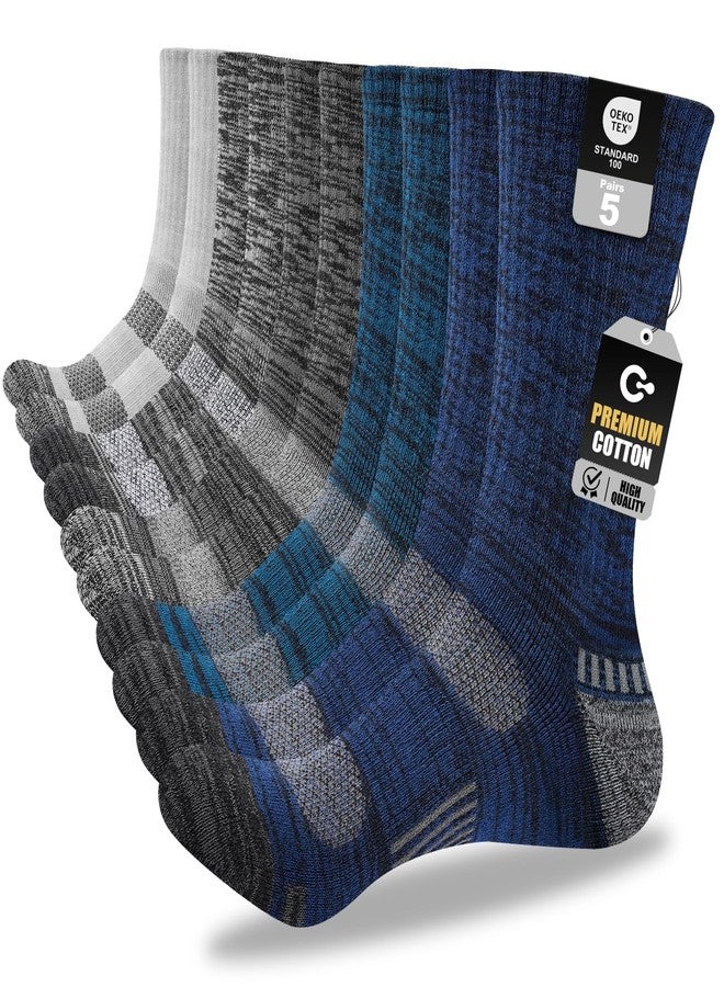 Cirorld Mens Cotton Boot Crew Socks, 5 Pairs Full Cushion Socks Moisture-Wicking & Reinforced for Work Hiking Walking Outdoor - Image 1