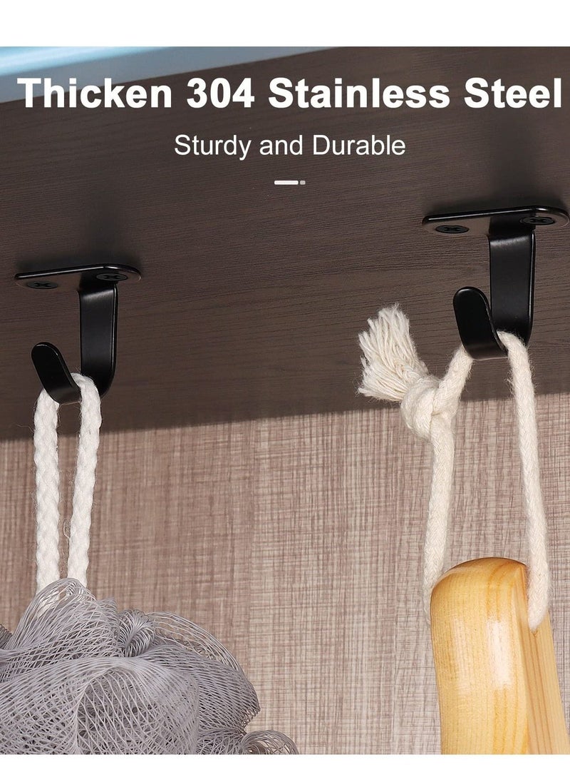 Stainless Steel Screw Mounted Ceiling Hooks, Under-Shelf Towel, Robe Clothes Hook, Heavy Duty Coat Hook Hanger for Bathroom, Kitchen, Cabinet, Garage, 15 Pack (Matte Black)  - Image 2
