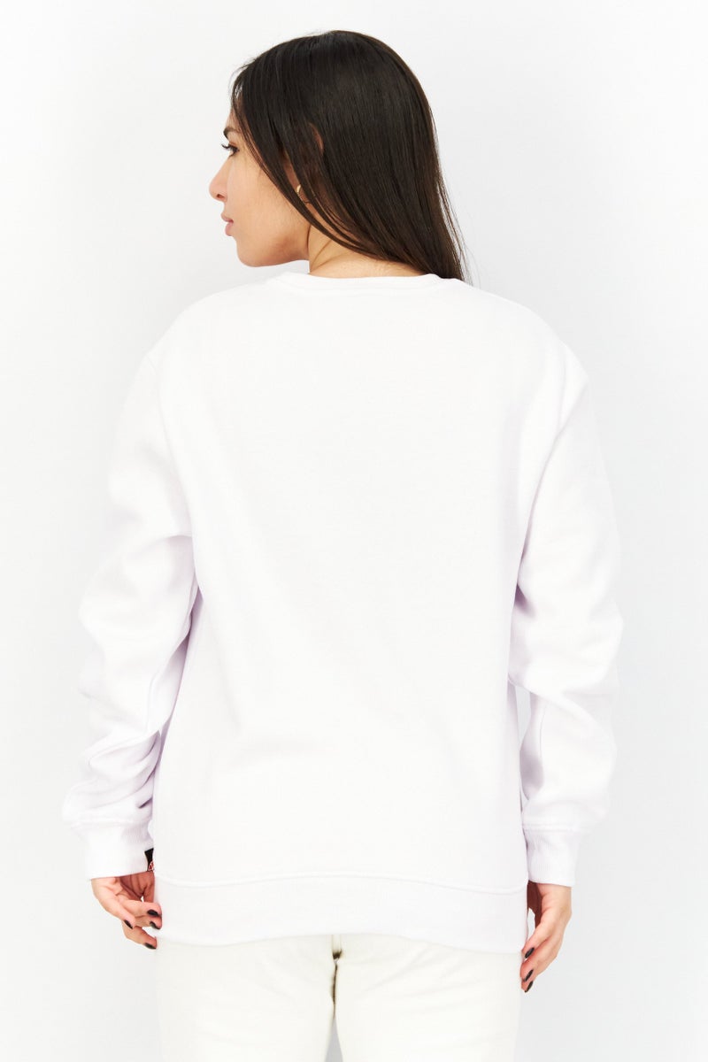 Ellesse Women Crew Neck Long Sleeve Brand Logo Sweatshirt, White - Image 4