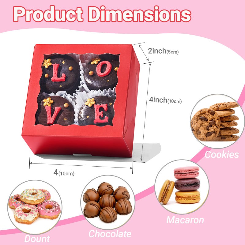 SLShePack 80Pack 4x4x2 Bakery Treat boxes Cookies Boxes Mini Baking Boxes for Cake, Pie,Cinnamon Roll Treat,Chocolate Truffle Packing Party Wedding Favor - Image 2