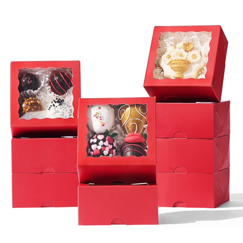 SLShePack 80Pack 4x4x2 Bakery Treat boxes Cookies Boxes Mini Baking Boxes for Cake, Pie,Cinnamon Roll Treat,Chocolate Truffle Packing Party Wedding Favor - Image 1
