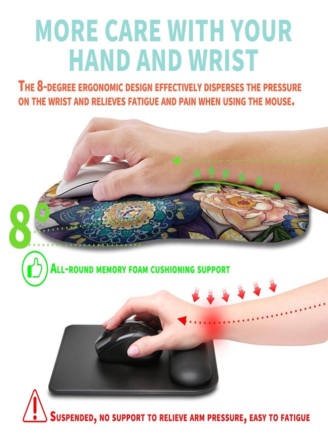 Kuosgm Ergonomic Mouse Pad Wrist Support with Memory Foam Massage Bulge, Carpal Tunnel Pain Relief Mousepad Wrist Rest for Mouse(12x8 inch, Blooming) - Image 4