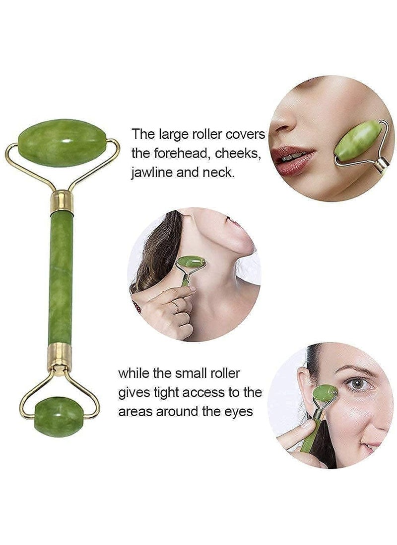 Meliora Face Stone Jade Massager with Gua Sha Stone and Ice Roller Set Facial Roller 100 Natural Stone Jade Roller for Skin Eye Neck Body Ice Cube Roller Women Men Beauty Silicone Reusable  - Image 3