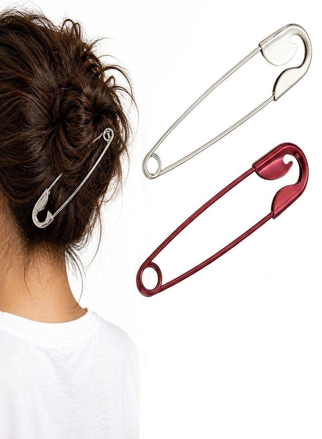 ZUGAD Hair Pins Anti Tarnish Oversized Stainless Steel Safety Pin Hair Clip Big Hairpin Clutcher Claw Buns Holder Updos Durable Alloy Juda Styling Tool Set for Women & Girls (2 PCS) - Image 1