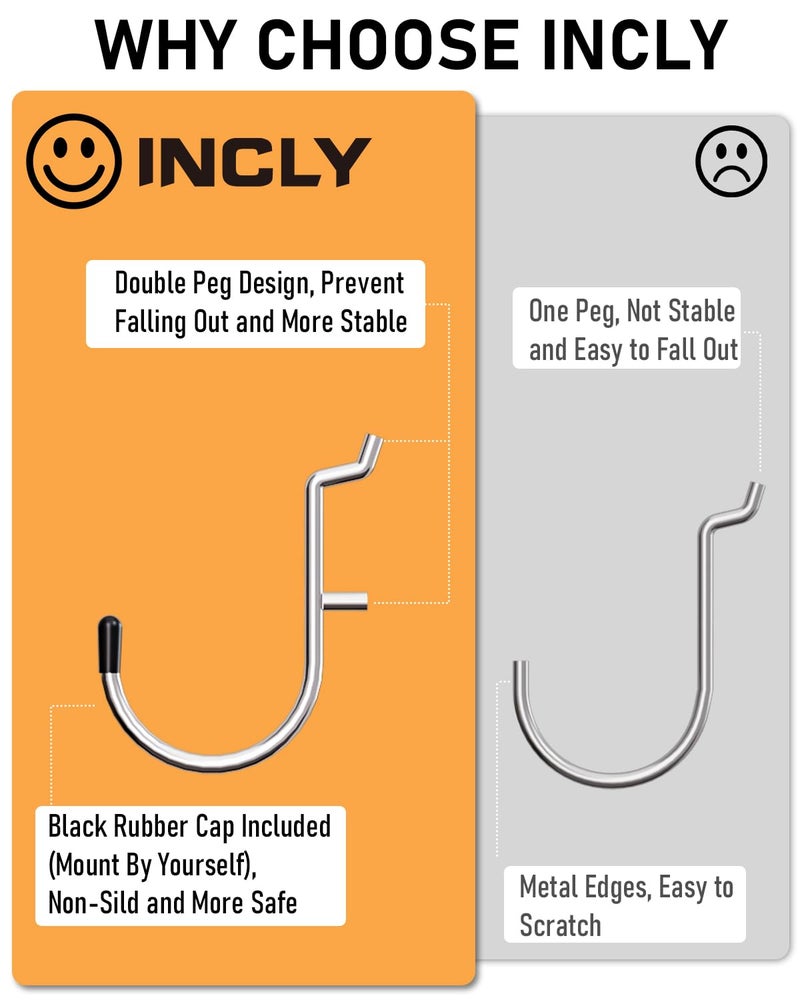 INCLY Pegboard Hooks Set for Hanging Tools, 206PCS Heavy Duty Peg Hook Hanger & Holder Fit 1/4 1/8 Inch Pegboard for Craft Assortment Garage Organizer Bins Attachment Peg Board Accessories - Image 2