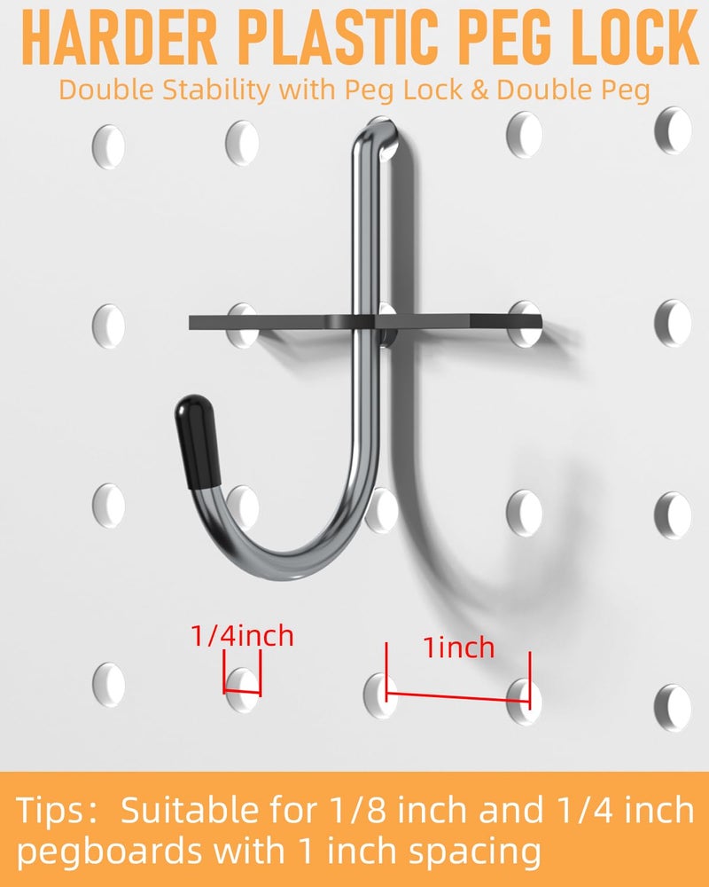 INCLY Pegboard Hooks Set for Hanging Tools, 206PCS Heavy Duty Peg Hook Hanger & Holder Fit 1/4 1/8 Inch Pegboard for Craft Assortment Garage Organizer Bins Attachment Peg Board Accessories - Image 4