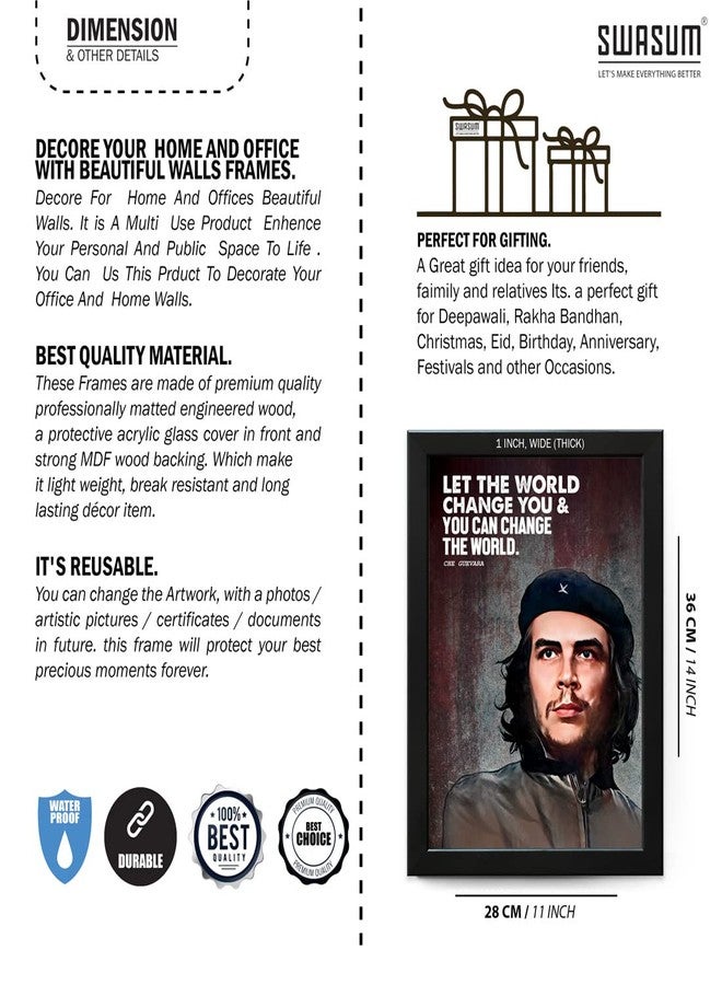 SWASUM Che Guevara (Revolutionary) Inspirational and Motivational Quote Poster with Frame, (WF-12) Wall Décor (11X14, INCH), Framed, Pack of 01 - Image 3