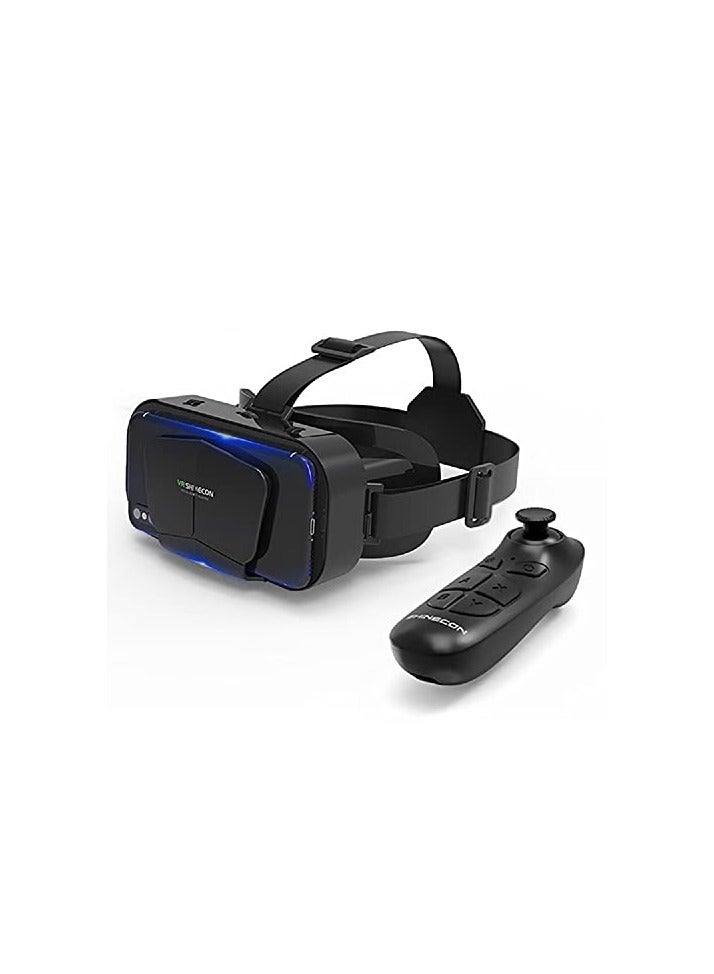 VR SHINECON Headset with Remote Control, Compatible iPhone & Android Phones in 3.5''-7.2'' Screen, Lightweight & Adjustable HD 3D - Image 1