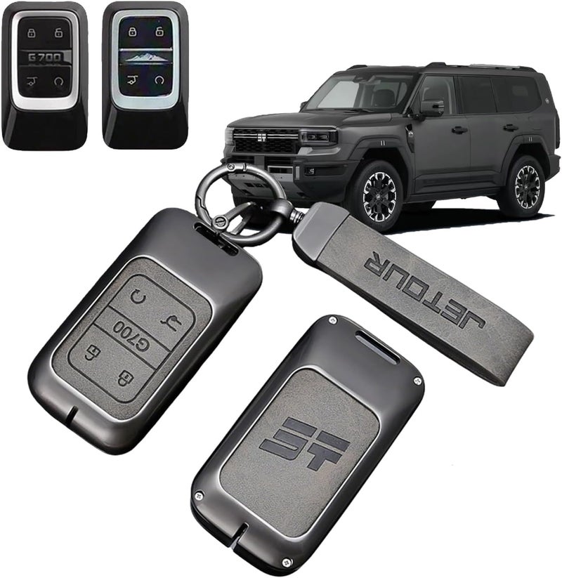 TONGLUO For Jetour G700 Key Cover 2026 2025 Accessories, Car Key Fob Case With Keychain For Jetour G700 Accessories, Full Protection Anti-Scratch Hard Shell, Precise Fit (Grey) - Image 1
