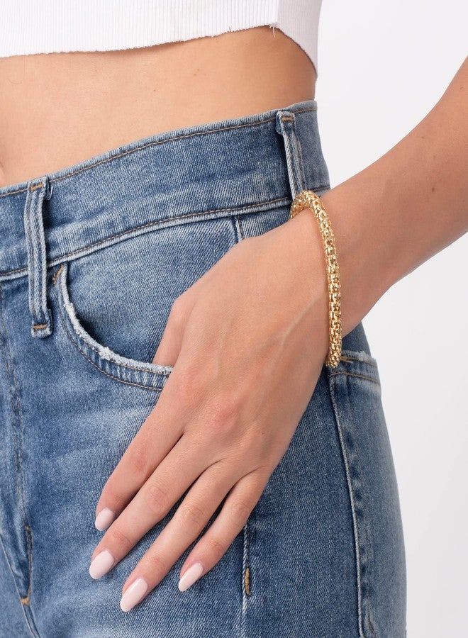 Barzel 18K Gold Plated Popcorn Mesh Bracelet for Women, 7.5 Inches - Made in Brazil - Image 2