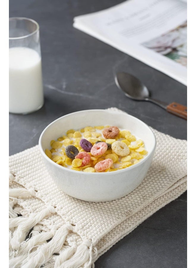 Famiware طقم 6 قطع من الأوعية الخزفية من مارس بحجم 5.5 بوصة، تصميم مرقط، وعاء تقديم للحبوب، الحساء، الأرز، المعكرونة، مقاوم للخدش، آمن للاستخدام في الميكروويف وغسالة الصحون، أبيض - Image 2