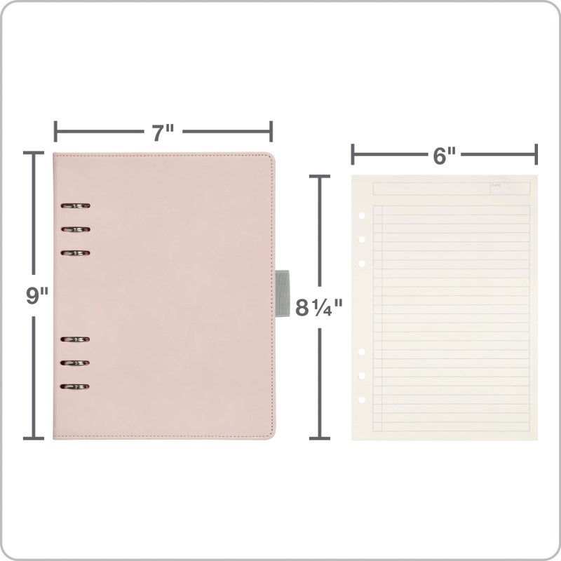 Oxford 6-Ring Professional Notebook, 7 x 9 Inch, Refillable Notebook, Writing Journal, Ivory Paper, 100 Sheets, Blush Pink Faux Leather Cover (90005) - Image 4