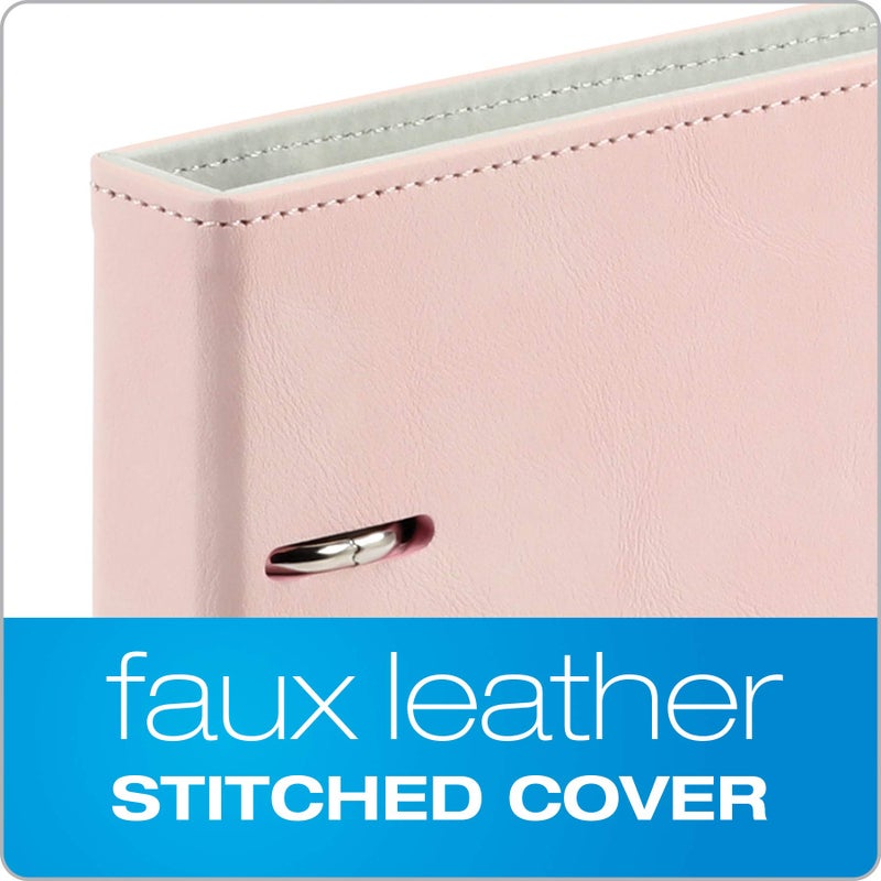 Oxford 6-Ring Professional Notebook, 7 x 9 Inch, Refillable Notebook, Writing Journal, Ivory Paper, 100 Sheets, Blush Pink Faux Leather Cover (90005) - Image 2