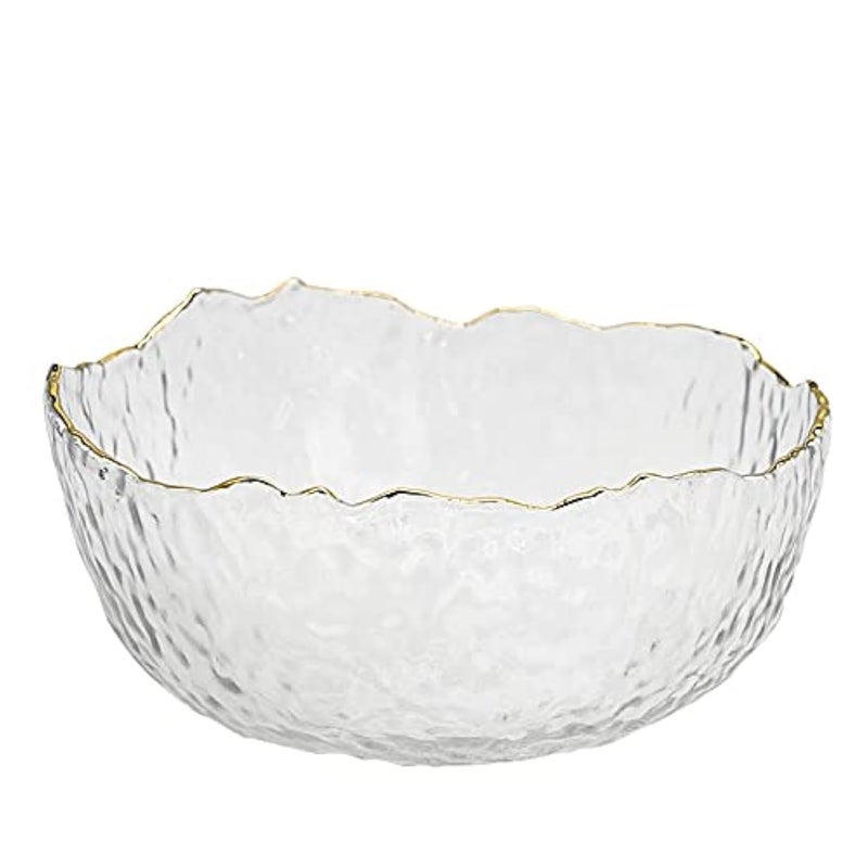 TOSSOW Glass Salad Bowl Irregular Shape Serving Bowls 25 oz Pyrex Mixing Bowls for Kitchen Prep Fruit Snack Dessert and Candy Dishes or Nut BowlsTransparent
