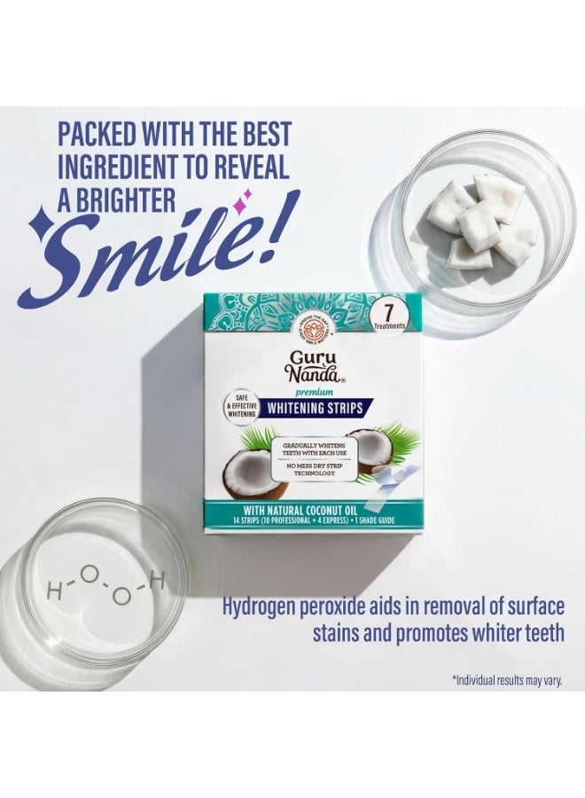 GuruNanda Express Whitening Strips for Whiter Teeth, Made of Natural Coconut Oil for Sensitive Teeth, Enamel Safe (14 Strips), Clear, 1 Count - Image 5