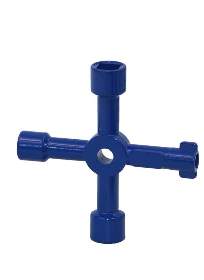 Generic - Universal Square Wrench Tool, Key Wrench Cross Switch for Elevator, Cabinet, Gas Meter & More (Blued), 4-Way Utility Keys - Image 1